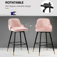 thumbnail image 4 of Swivel Bar Stool with Low Back Set of 2, 29 Inch Counter Bar Height Stool Velvet Upholstered Armless Heavy Duty Bar Chair for Kitchen Island Dining Room, Pink, 4 of 9