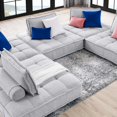 thumbnail image 4 of Modular Deep Tufted Sectional Sofa Set, Grey Gray, Fabric, Modern Contemporary French Country, Living Lounge Cafe Room Hotel Lobby Hospitality, 4 of 9