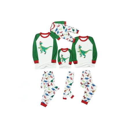 

FOCUSNORM Matching Family Pajamas Sets Christmas PJ s Holiday Christmas Dinosaur Printed Sleepwear