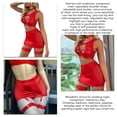 thumbnail image 2 of Ensemble d'Armatures Transparentes, Jupe Basse Découpée 4 Pcs Ceinture Fine String Bretelles Réglables Taille Basse Porte-Jarretelles Lingerie pour Usage Quotidien Rouge S, 2 of 6