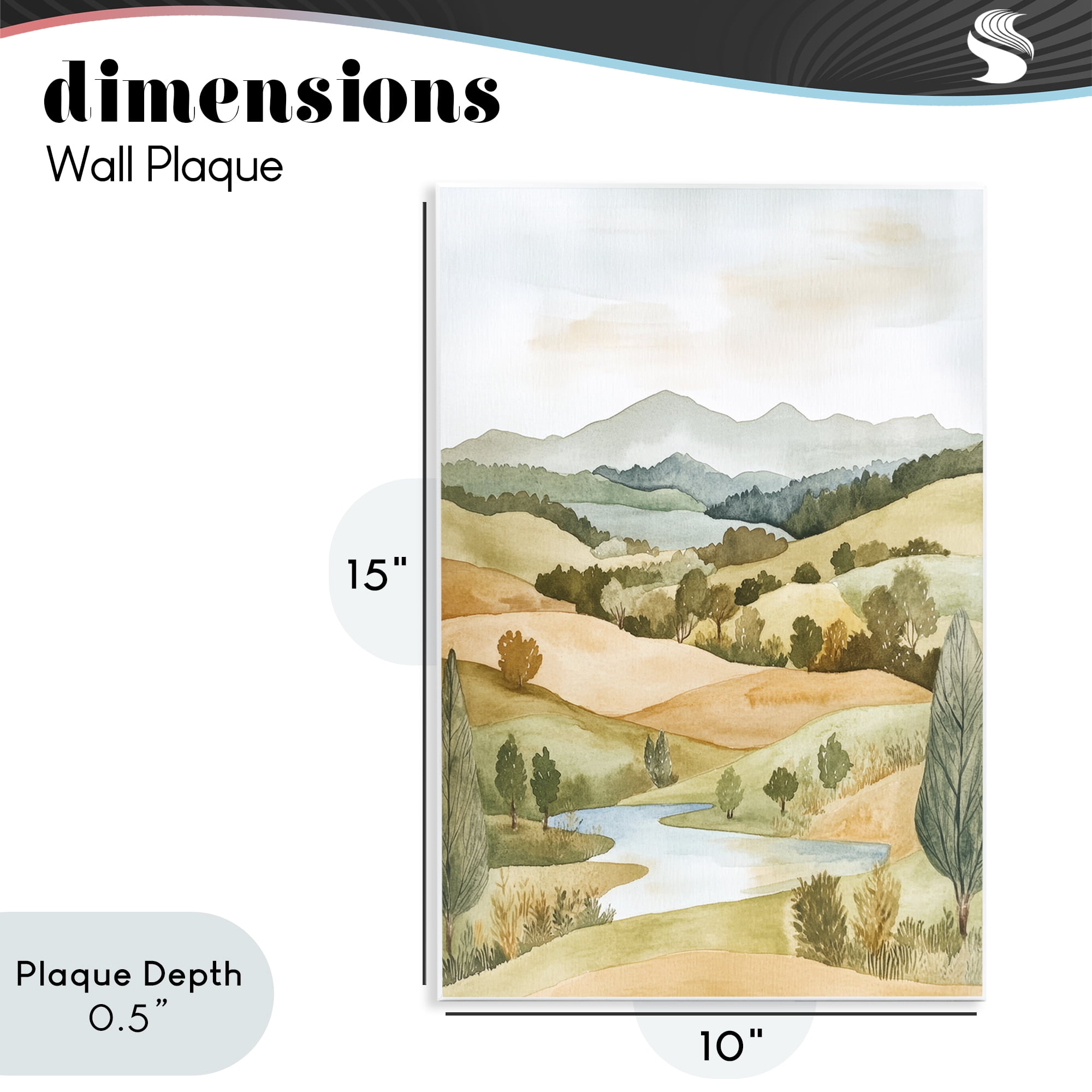 Stupell Industries Watercolor Hills & Tranquil Valley Wall Plaque Art, design by Petal Prints Design