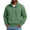 thumbnail image 2 of Mens Quarter Button up Sweatshirt Mock Neck Pullover Long Sleeve Casual Tops Winter Green XL, 2 of 6