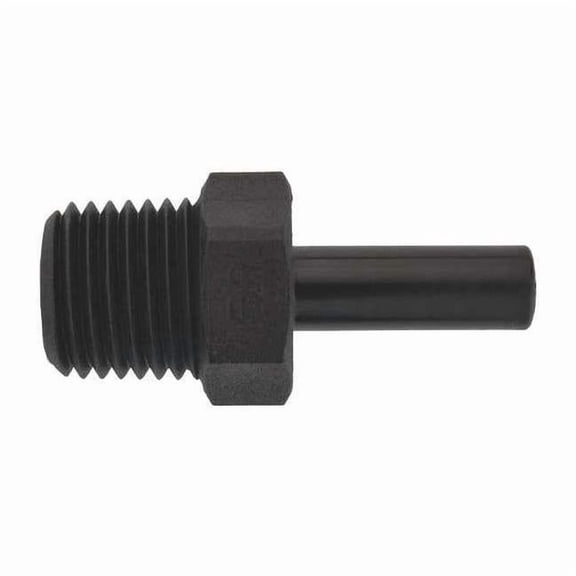 Push-Fit Adapter Fitting, 1/4 in Tube Size, Polypropylene, White, 10 PK