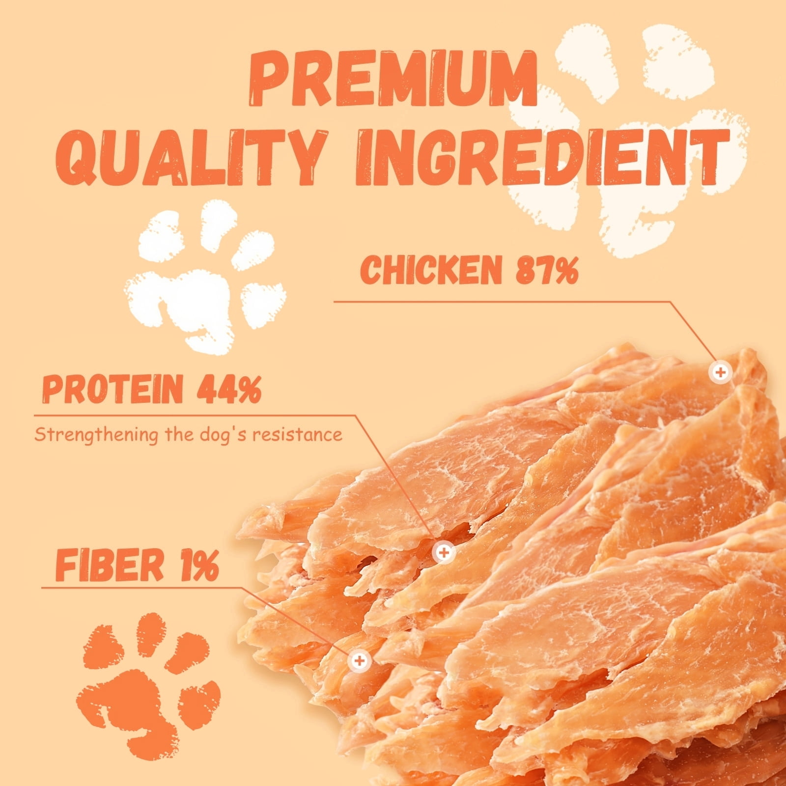 (2 pack) Pawmate Chicken Jerky Dog Treats, Pure & Tasty Jerky for Small Medium Large Dogs, 11oz