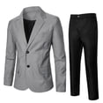thumbnail image 2 of uikmnh Two Piece Outfits Solid Color Mens Business Wedding Banquet Prom Casual Stretch Slim Fit Classic Fit Tuxedo Blazer and Pants Two Piece Size:M, 2 of 9