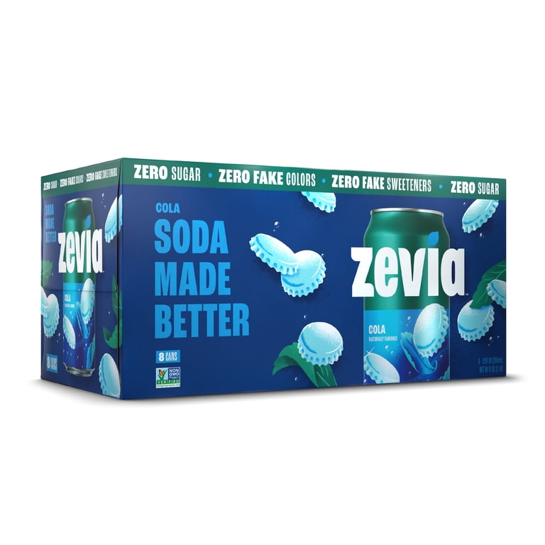 Zevia Zero Sugar Cola Soda, 12 fl oz, 8 Pack Cans - Walmart.com