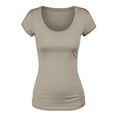 thumbnail image 2 of Emmalise Women's Short Sleeve Tshirt Scoop Neck Tee Value Set (3Pk, Khaki, Dusty Green, Blk, Medium), 2 of 5