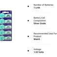 thumbnail image 2 of Sony 364 (SR621SW) 1.55V Silver Oxide 0% Hg Mercury Free Watch Battery (5 Batteries), 2 of 2