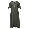 thumbnail image 6 of ATOYSOY Women's Summer Dresses V-Neck Button Eyelet Dress with Pocket Loose Sundresses Short Sleeve Casual Dresses Beach Summer Solid Color (Dark Gray,L), 6 of 6