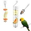 LeonBach 3 Pack Bird Food Holder Set, Stainless Steel Bird Feeding Spoon Millet Holder Foraging Toys for Parrots