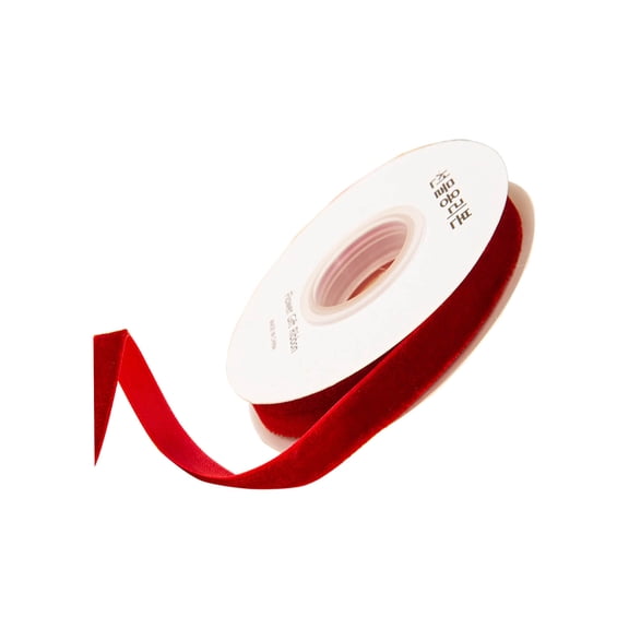 Burgundy Velvet Wired Ribbon for Christmas and Craft Projects, 2cm Width DIY Decorative Ribbon, 10 Yards for Gift Wrapping and Holiday Decor