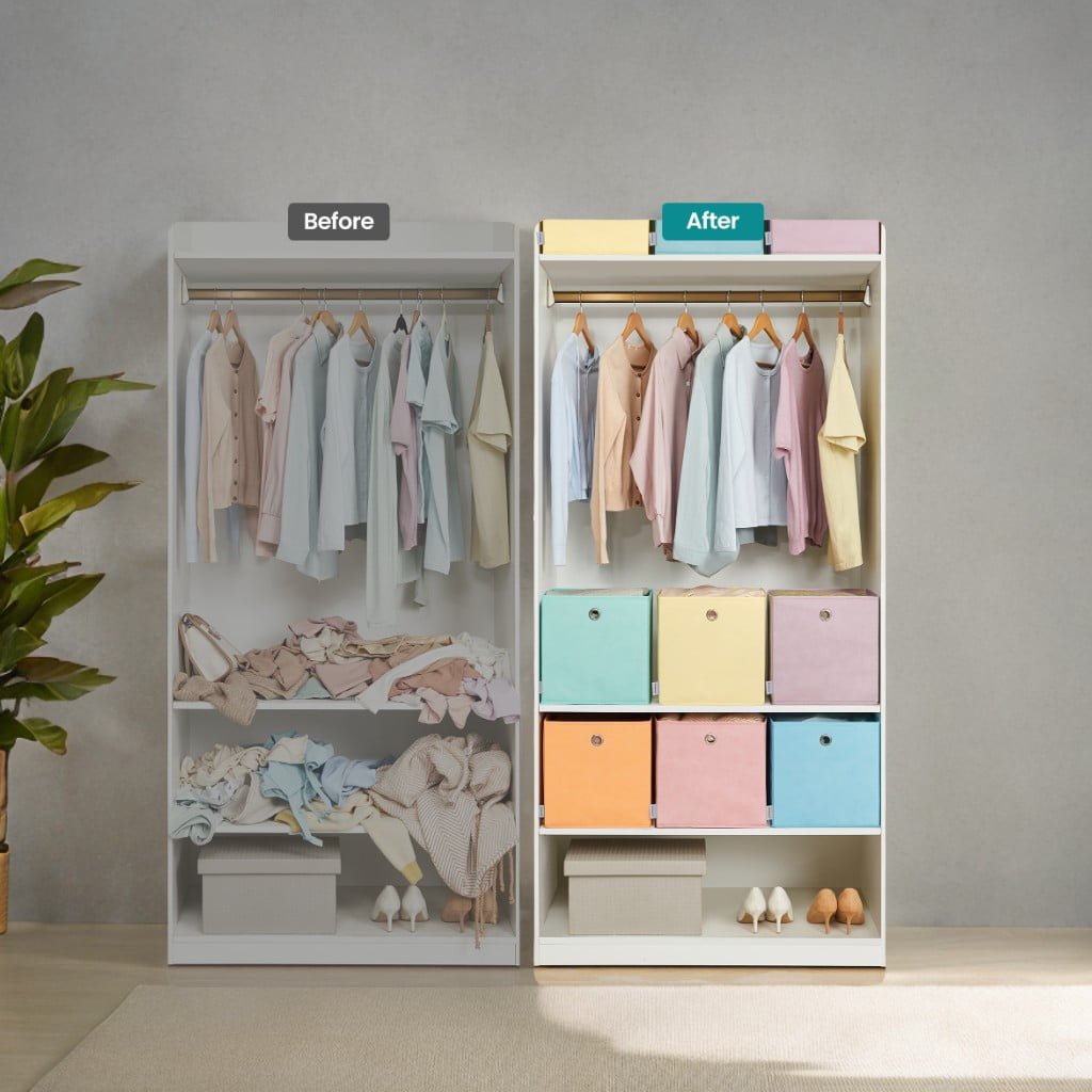 11.8" Storage Cube Bins for Kids, 6 Foldable Storage Boxes, Cube Organizer Bins Colorful Fabric Bins for Bedroom, Living Room