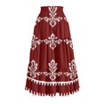 thumbnail image 6 of Yucgh Women's Tiered Flowy Floral Skirt with Drawstring High Waist, Pleated Midi Beach Skirt, Lightweight Summer Long Casual Skirt,Wine,M, 6 of 6