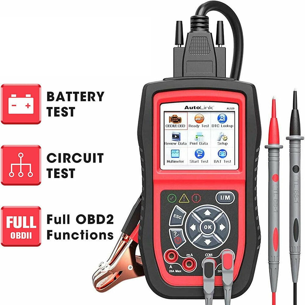 AL539B OBD2 Scanner Car Diagnostic Code Reader Battery Tester Avometer 3-in-1 for 12 Volts Battery - Walmart.com