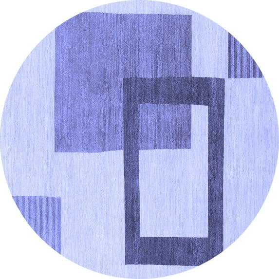 Ahgly Company Machine Washable Indoor Round Solid Blue Modern Area Rugs, 8' Round