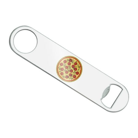 Pepperoni Pizza with Cheese Olives Stainless Steel Vinyl Covered Flat Bartender Speed Bar Bottle Opener