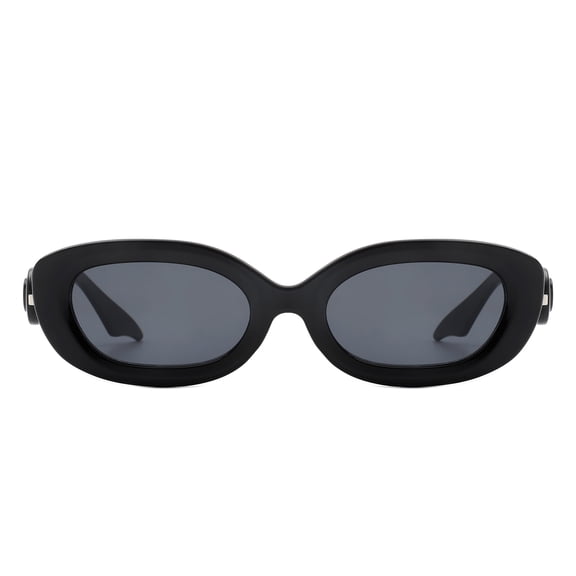 Black Narrow Frame Square Sunglasses - Dark Lens UV Protection Classic Daily Eyewear