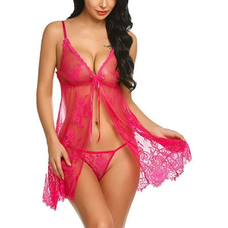 

Sexy Lingerie Perspective Mesh Gauze Home Pajamas Temptation Off-the-shoulder Suit