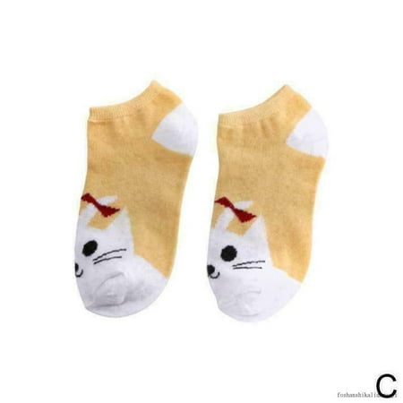 

Women Girl Polyester Boat Socks Cute Cat Short Hosiery Soft X0P8
