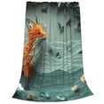 thumbnail image 2 of Balery Paper Fox Crow Fantasy Manta de Felpa Suave y Acogedora – Cobija de Franela Aterciopelada para Cama, Lavable y Cálida para Sofá, Mascotas, Transpirable-80"x60", 2 of 7