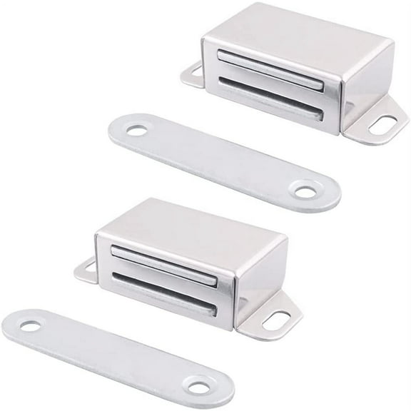2 Pack Magnetic Door Catch Latch Cabinet Magnet Latch Magnet Cabinet Door Catch Magnetic Stainless Steel Heavy Duty Cabinet Catch for Cupboard Wardrobe Closet Closures, Silver