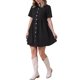 thumbnail image 2 of INSPIRE CHIC Vestido Mini de Jean con Cuello y Botones de Manga Corta para Mujeres L Negro, 2 of 6