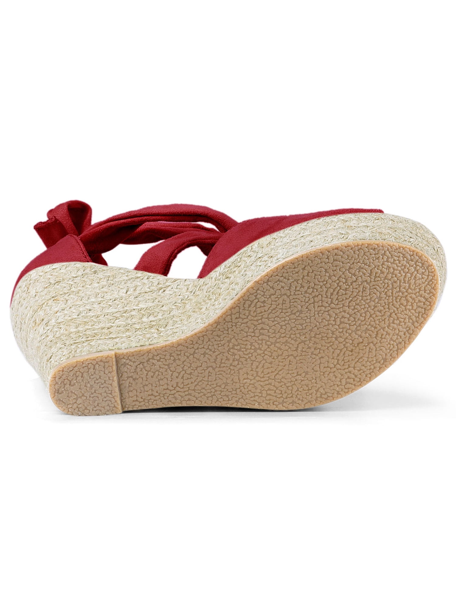 DARING DIVA Women's Lace Up Espadrilles Platform Wedges Sandals Red 7.5