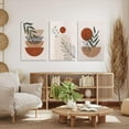 thumbnail image 5 of Terracotta Framed Boho Wall Art Set of 3, Mid Century Modern Abstract Wall Decor,Minimalist Leaf Art Neutral Geometric Wall Decor Canvas Prints Ready To Hang for Living Room Wall Decor 12"x16", 5 of 13