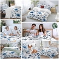 thumbnail image 5 of Blue Flowers 4 Piece Duvet Cover Set Twin Size Retro Spring Watercolor Leaves Floral Soft Bedding Set Comforter Cover, 1 Duvet Cover 1 Flat Sheets and 2 Pillowcases, 5 of 9