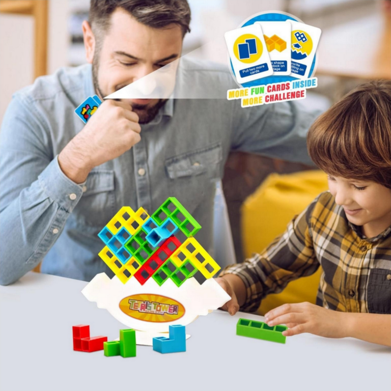 48Pcs Tetra Tower Balance Game Tetris Block Stacking Toys Fun