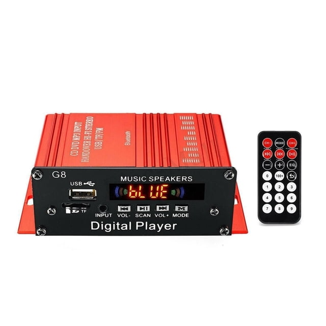 12V 200W 2CH Mini Digital Bluetooth HIFI Audio Power Amplifier Car Audio Amplificador Stereo Amplifiers FM Radio USB W/Remote ,Bluetooth 5.0