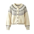 thumbnail image 5 of GILIGEGE Womens Fair Isle Sweater Button Up Long Sleeve Cardigans Crew Neck Open Front Knit Vintage Chunky Sweater Coats Retro Casual Fall Knit Jacket Soft Winter Outwear White XL, 5 of 5