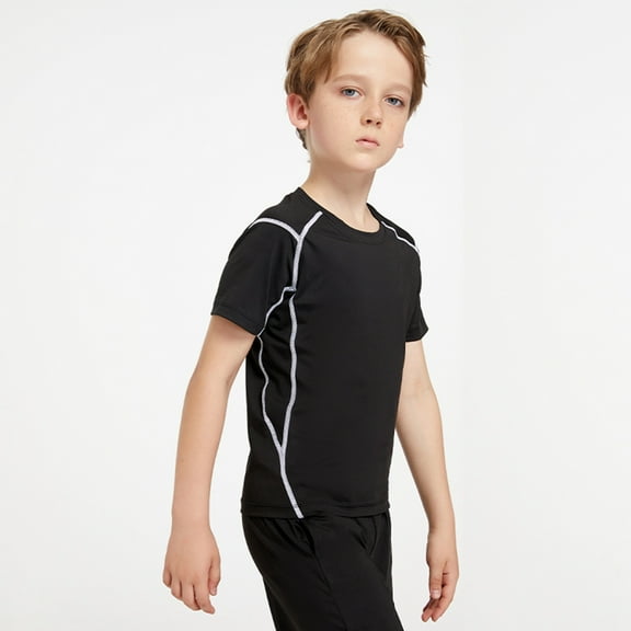 Baiways Boys Rash Guard Swim Shirt Short Sleeve for Toddler Kids Youth Rashguard Water Shirt Quick Dry Swimming Solid Color Shirt