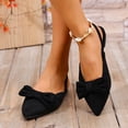 thumbnail image 3 of longantii Women's Bow Pointed Toe Slingback Flats Comfortable Satin Slip On Pumps Office Work Wedding Party Dressy Flats Black, 3 of 7