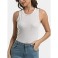 thumbnail image 7 of 3-pack White Women Tank Tops Summer Sleeveless Basic Cami Top Shirt Slim Racerback Blouses, 7 of 7