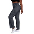 thumbnail image 4 of Miluxas Women's Strechy High Waisted Cropped Jeans Faux Denim Casual Cargo Trousers with Pockets Gray, 4 of 8