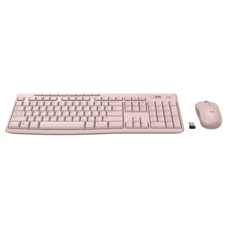 Logitech Wireless Keyboard and Mouse Combo for Windows, 2.4 GHz Wireless,  Compact Mouse, Rose