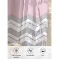 thumbnail image 6 of Sheer Curtains 45 Inch Length 2 Panels Set for Kitchen, Grey Chevron Semi Sheer Curtains for Windows, Geometric Pink Print Wavy Striped White Voile Window Treatments Rod Pocket Curtain, 6 of 7