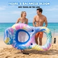 thumbnail image 4 of Vecukty Pink Blue Tropical Inflatable Swim Ring Pool Float, Mesh Recliner Lounge with Headrest & Cup Holders for Adults Teens,Swimming Pool Beach Floatie,Unisex, 4 of 9