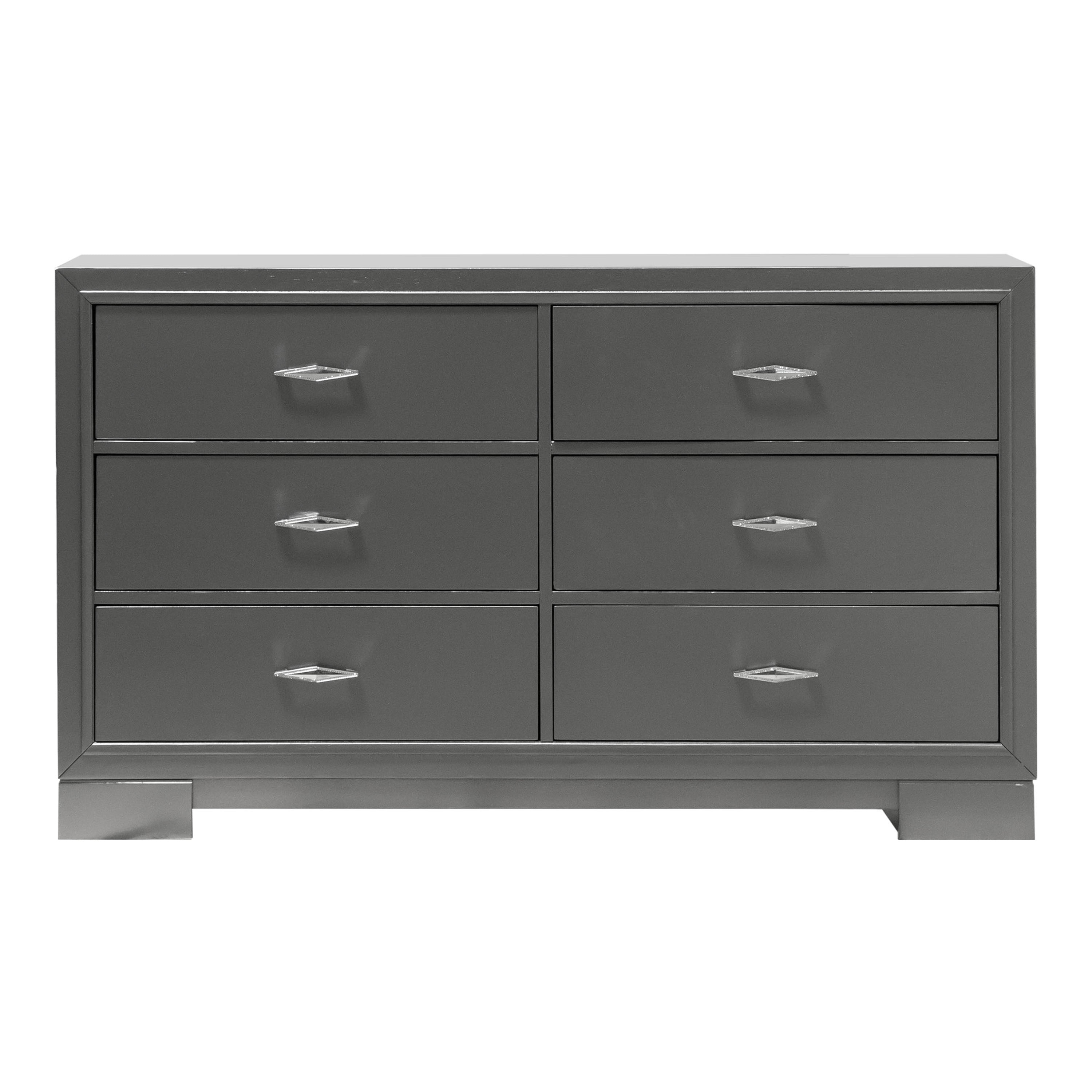 Furniture of America Willow Wood 6-Drawer Dresser, Metallic Gray