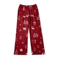 thumbnail image 4 of Women's Soft Comfortable Plush Casual Pyjama Bottoms with Christmas Snowflake and Tree Print, Home Sleep Pants for Winter Wear, Cozy Lounge Pants and Indoor Use, Wine, XL, 4 of 5