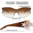 thumbnail image 3 of Y2K Sunglasses for Women Trendy Rimless Futuristic Wrap Around Sun Glasses Star Glasses Oversized Black Shades 209, 3 of 4