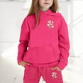 thumbnail image 2 of Big Girls Outfits Sets Hoodie Pants Letter Print Casual Two Piece Comfy Winter Kids Youth Cute Girls' Fall Clothing Sets Hot Pink Size 8-9T, 2 of 4