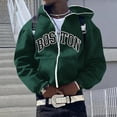 thumbnail image 2 of XIAOCHA Men's Boston City Print Full Zip Hoodie Oversized Long Sleeve Hooded Sweatshirt With Contrast Zipper Retro Casual Hoodies, 2 of 5