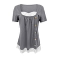 thumbnail image 5 of B91xZ Hauts pour Femmes Grande Taille Col Rond Manches Courtes Chandail-Over, Gris TG, 5 of 5