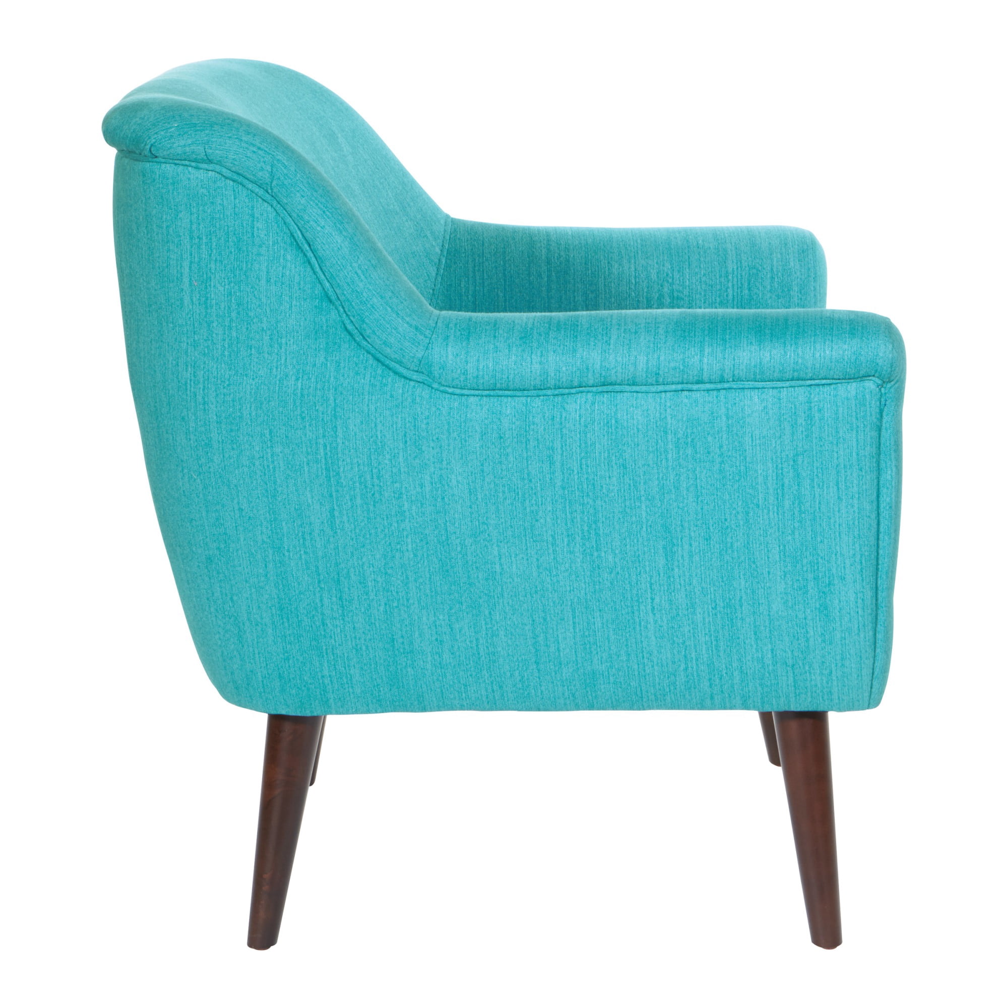 OSP Home Furnishings Dane Accent Chair in Turquoise fabric with a Dark Coffee Finish Legs