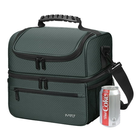 - Extra Large Lunch Bag for Men & Women, Insulated Adult Reusable Meal Prep Bento Box Cooler Tote with Leakproof Liner and Dual Compartment, Black