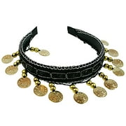 Hip Shakers Black Belly Dance Tribal Gold Coins Headband Gypsy Jewelry