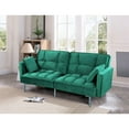 thumbnail image 2 of US Pride Furniture Bernal 75.6"W  Velvet Futon Sofa Bed Sleeper Green, 2 of 5