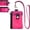 DeepPink+RoguePink, variant on Minimalist RFID Blocking Small Wallet with ID Window,WaterResistant Zip Id Case Wallet with Lanyard Keychain for Cards,Cash,Travel,Women,Men